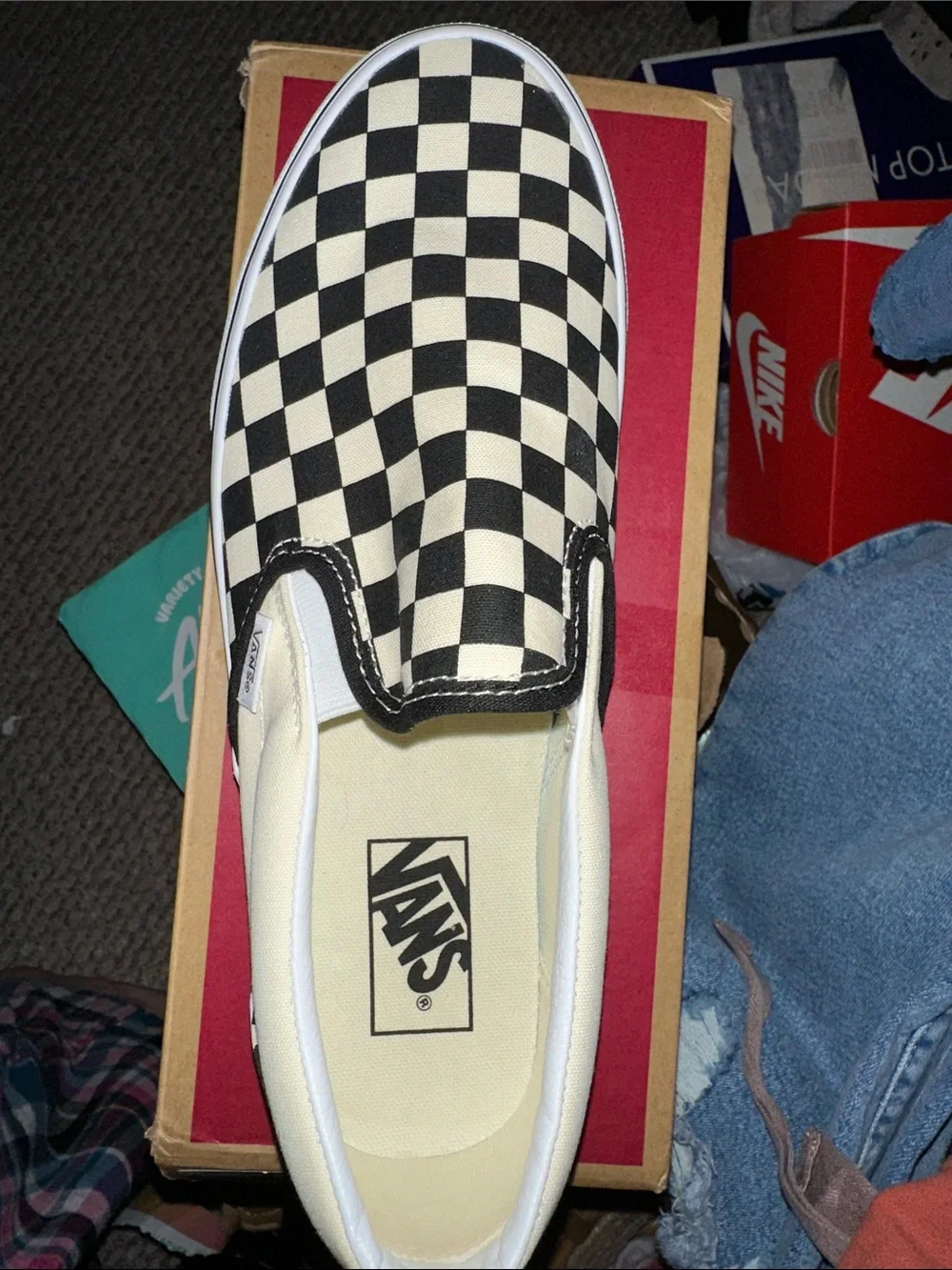 Vans Checkerboard Slip-On in Black and White